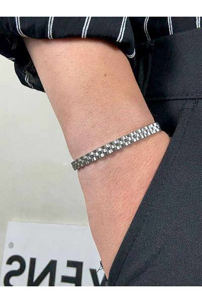 Arvens Silver Men's Bracelet Women's Unisex Stainless Steel Does Not Tarnish Does Not Discolor Can Be Combined Top Quality