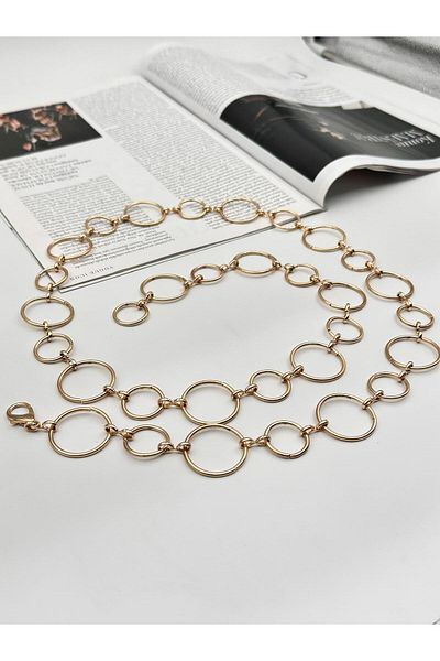 MODAM HİFA Gold Chain Belt with Ring Waist Belt Body Belt Shirt Belt