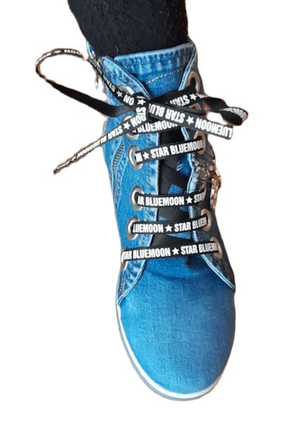 blue moon - Ghete denim la modă cu fermoar, albastre, mărimea 37