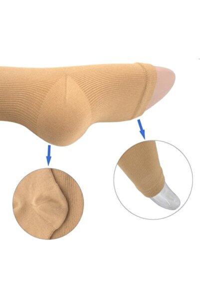 EMATTERIO Compression Socks with Zipper for Circulation and Varicose Veins, Beige, Sizes L-XL