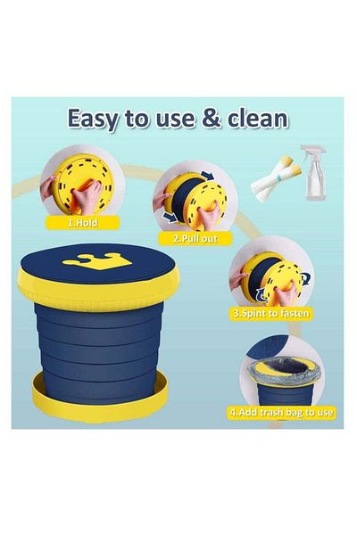 COOYA Multi-functional Children's Toilet Potty ，With Storage Bag，Folding，Portable，Sturdy and Safe，Blue