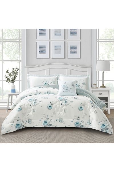 Donetella 4-Piece Digital Print Comforter Set – King Size 250x230 cm, Soft Microfiber Bedding Set.