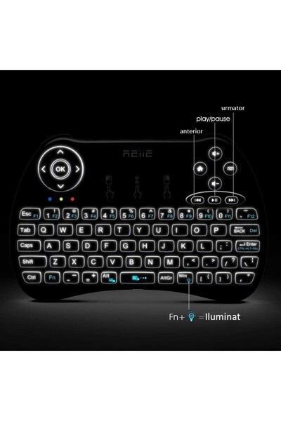 OEM Mini illuminated wireless keyboard with touchpad, Reiie H9+
