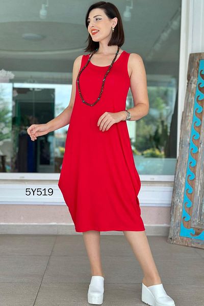 İnce Topuk Zero Sleeve Shalwar Dress 5Y519