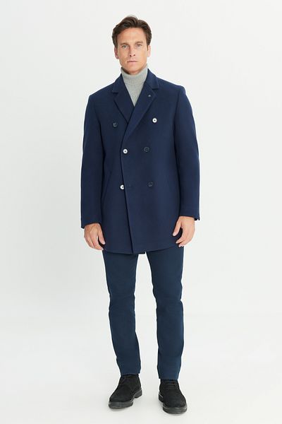 ALTINYILDIZ CLASSICS Men's Navy Blue Warm Standard Fit Regular Cut Coat