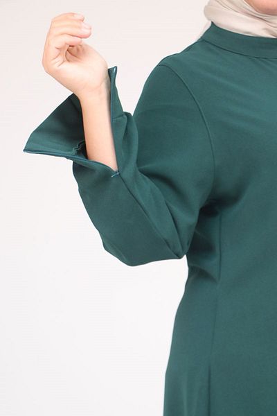 Eslina 52015 Plus Size Crepe Dress with Stone Detail - Emerald