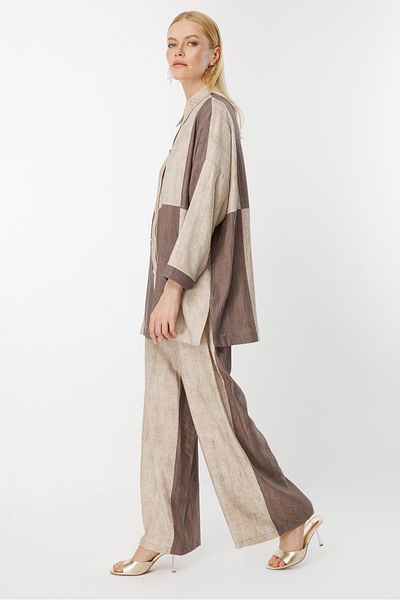 Ghisa Block Piece Suit Camel Coffee