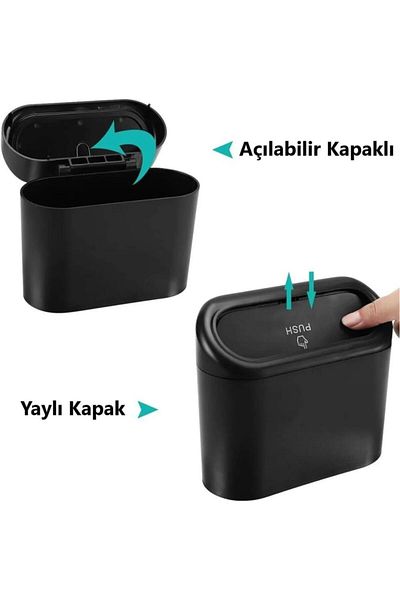Bayev Coș de gunoi auto cu capac Coș de gunoi negru