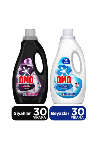 Omo Active Cold Power Siyahlar Sıvı Deterjan 1500 ml x1 + Beyazlar Sıvı Deterjan 1500 ml x1