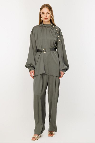 Ghisa Belted Suit Khaki