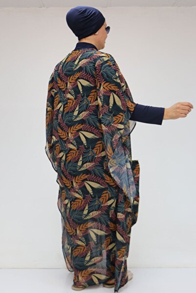 Eslina 1719 Large Size Pareo - Leaf Pattern Mustard