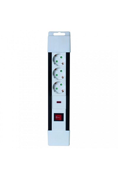 Home Power extension cord, surge protection, switch, 3 sockets, 2m, white,