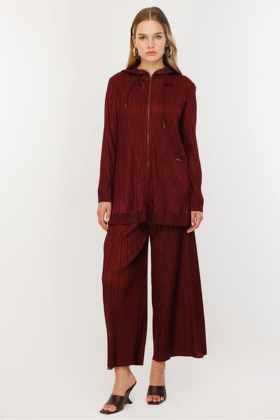 Ghisa Zipper Closure Suit Claret Red