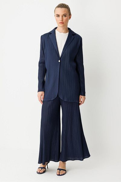 Ghisa Mono Collar Suit Dark Blue