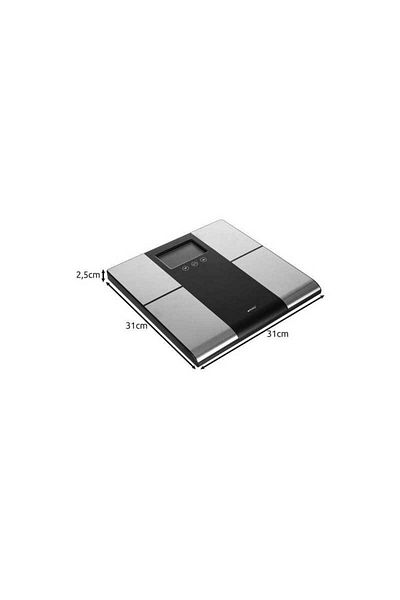 Ruhhy Cântar electronic corporal cu analizor, ecran LCD, maxim 225 kg, oprire automată, 31x31x2,5 cm