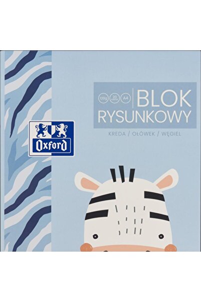 Oxford Bloc de desen pentru copii A4, 20 de coli, hârtie 120g/m², motiv zebră