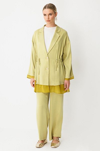 Ghisa Chiffon Fabric Mixed Suit Safran