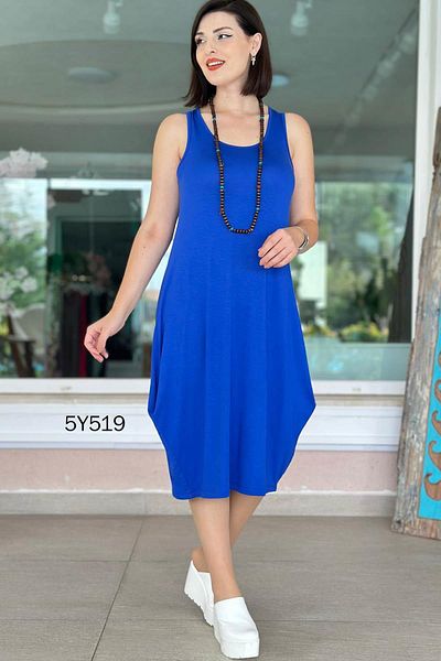 İnce Topuk Zero Sleeve Shalwar Dress 5Y519