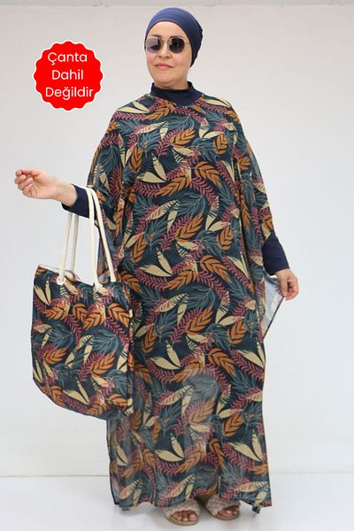 Eslina 1719 Large Size Pareo - Leaf Pattern Mustard