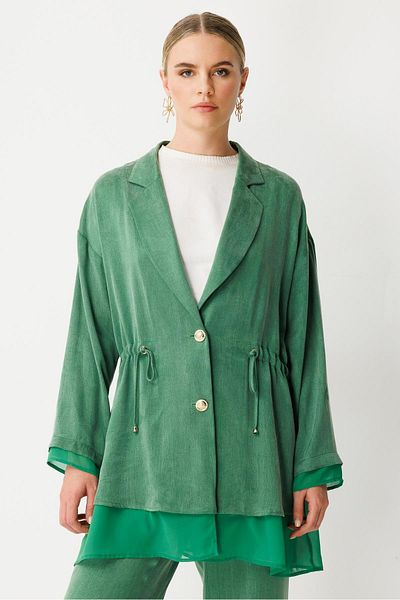 Ghisa Chiffon Fabric Mixed Suit Green