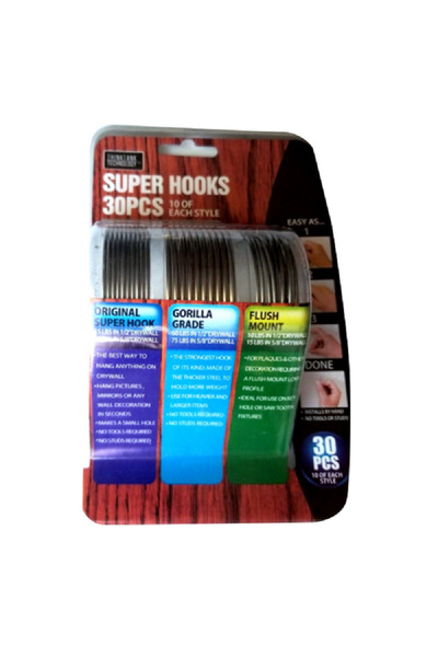 THINK TANK خطافات جدارية متينة من الفولاذ المقاوم للصدأ، 30 قطعة، فضية اللون