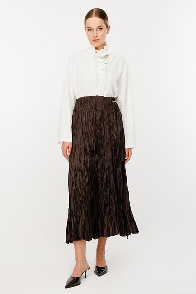 Ghisa Elastic Waist Skirt Brown