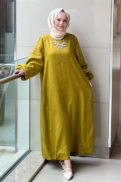 Ghisa Linen Dress with Back Zipper Pocket