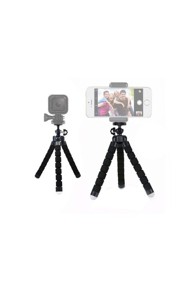 PROCART Flexible mini tripod for mobile phone, adjustable, portable, 3 fixing arms, compact size