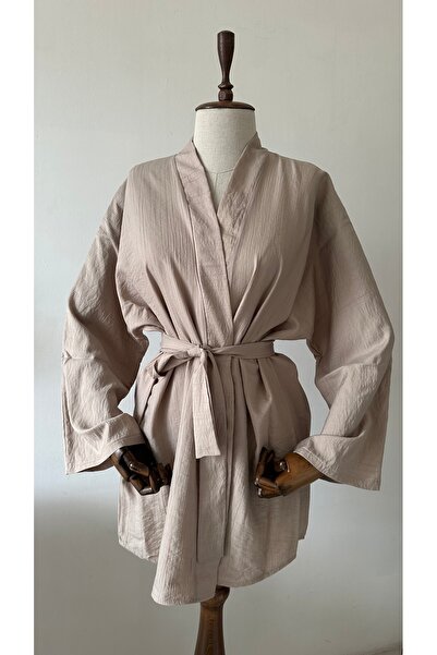 Glowear Atelier Krinkle Fabric Women's Belted Design Kimono-Pareo