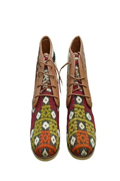 Anatolia Men's Boots Lord, leather and textile, handmade stitched and embroidered, Multicolor Brown, 40