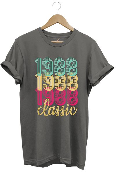 WİDİ 1988 Retro Vintage Classic Printed 100% Cotton Regular Fit Unisex T-Shirt
