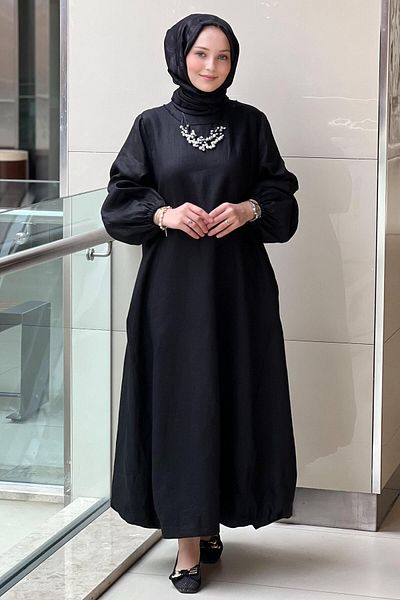 Ghisa Linen Dress with Back Zipper Pocket