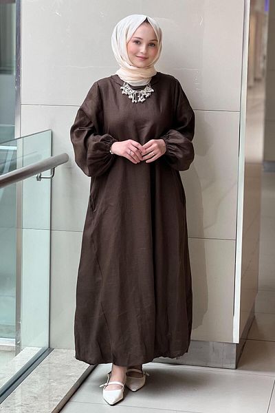 Ghisa Linen Dress with Back Zipper Pocket