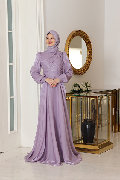 miss newal Bahar Tesettür Abiye Lila