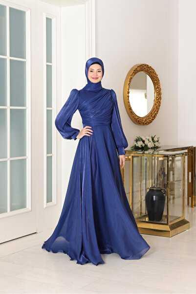 miss newal Bahar Tesettür Abiye Lacivert