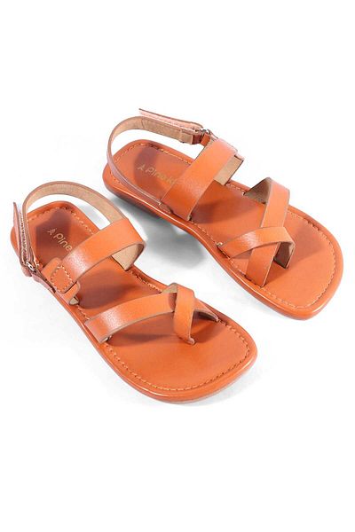 Pine kids Pine Kids Double-Strap Kolhapuri Chappals with Velcro Closure - Brown