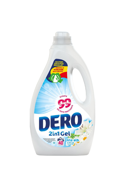 Dero Detergent automat lichid 2 in 1 Iris alb, 40 spalari, 2 L