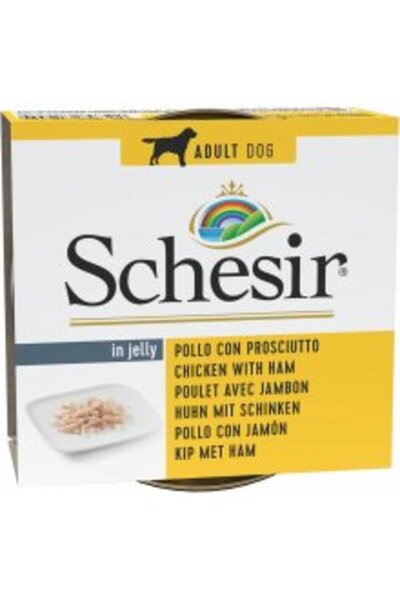 Schesir wet dog food with chicken and ham in jello, 150g