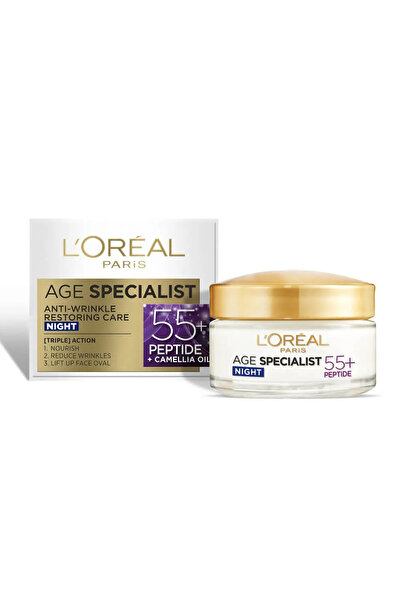 L'oreal Crema antirid de noapte pentru fata Paris Age Specialist 55+, 50ml