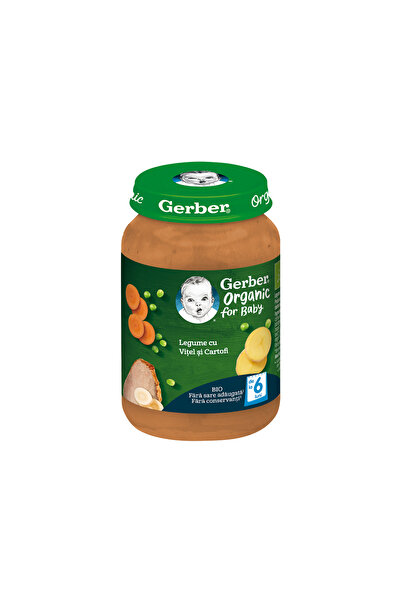 GERBER Organic baby puree of vegetables with veal and potatoes, 190g