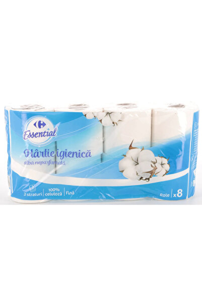 Crf Essent Hartie igienica alba neparfumata Carrefour Essential 3 straturi 8 ...