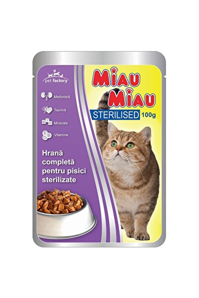MIAU MIAU Hrana umeda pentru pisici Miau-Miau, Sterilised, plic 100g