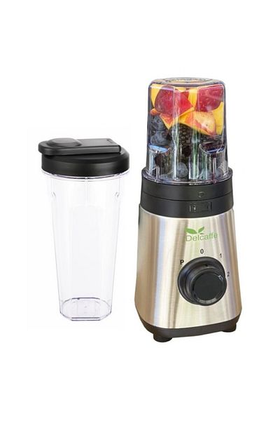 Del Caffe Blender DelCaffe Yoga Refresh, 2 recipiente cu capac 0.6 litri / 0.3 litri, 2 viteze, 300 W, Inox