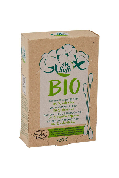 Crf Soft B Betisoare urechi ecologice Carrefour Bio 200 bucati