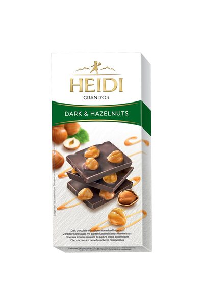 Heidi Ciocolata amaruie Grand'Or cu alune de padure caramelizate 100 g