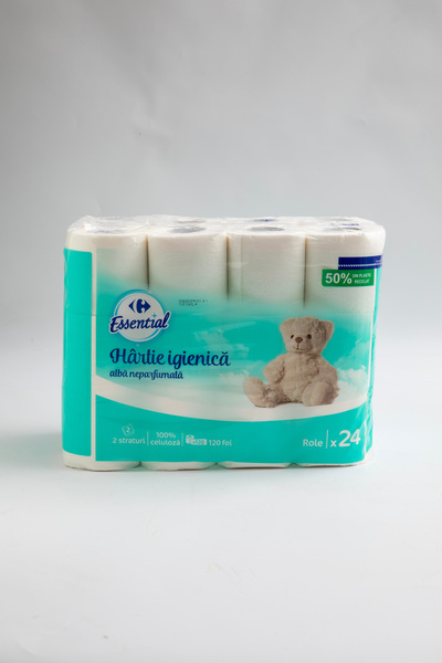Carrefour Essential Hartie igienica Carrefour Essential, 2 straturi, 24 role