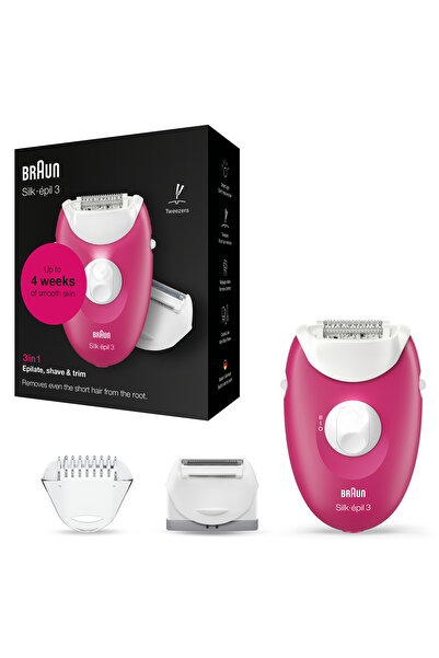 Braun Epilator Silk-epil 3 3-276, 20 de pensete, Roz / Alb
