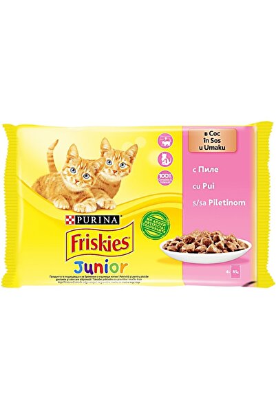 Friskies Hrana umeda pentru pisici Junior, cu pui in sos, 4 x 85 g