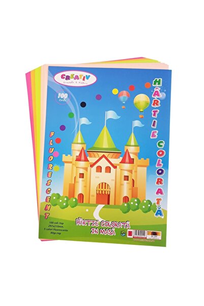 Savcom Hartie colorata fluorescenta A4, 80 gr/mp, 100 coli, diferite culori