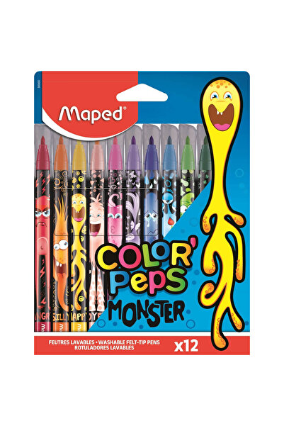 Maped Set of 12 Color'Peps Monster markers, Multicolor